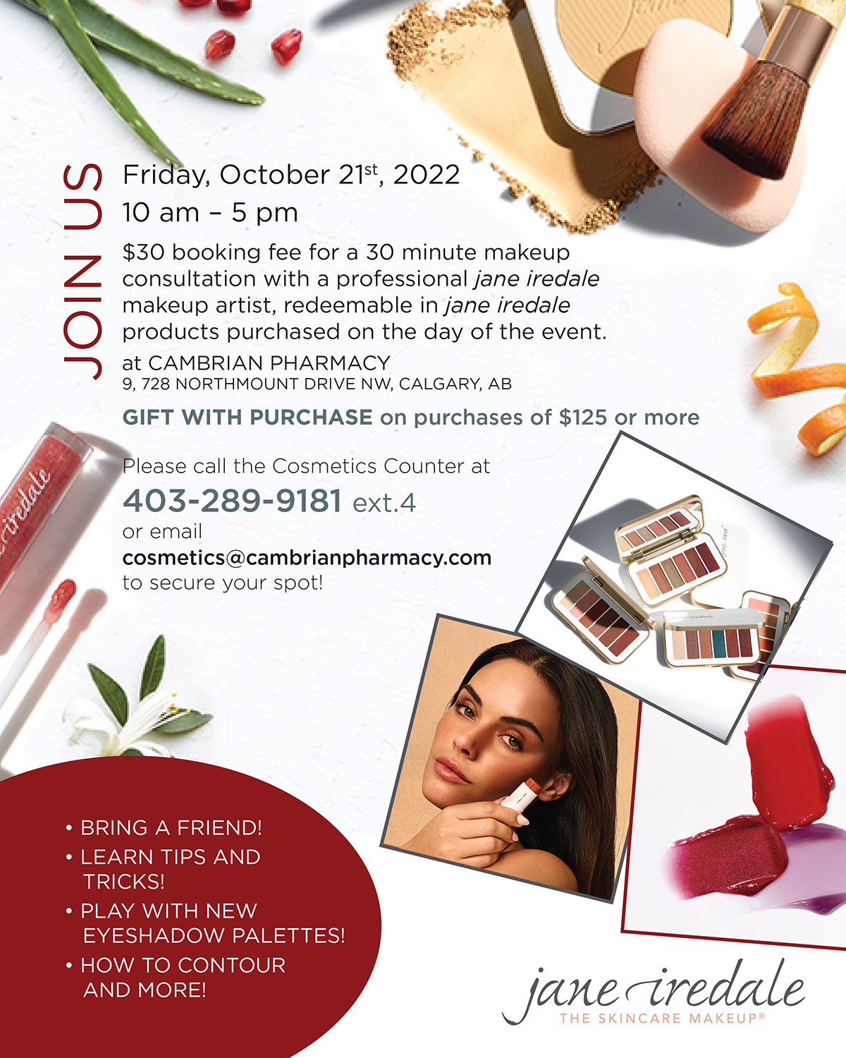 Jane Iredale Event - Pharmacy in NW Calgary - Cambrian Pharmacy
