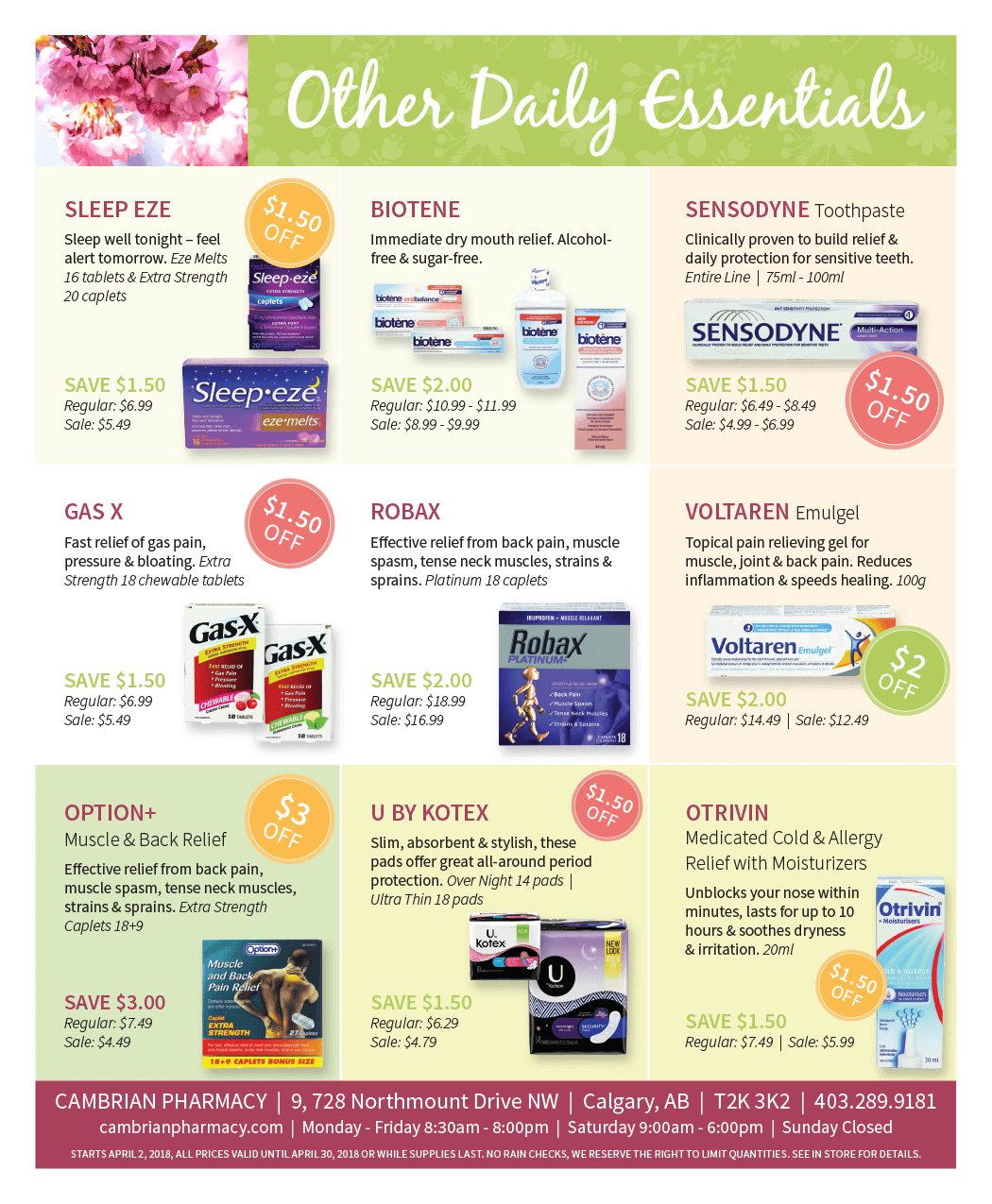 Flyer April 2018 - Pharmacy in NW Calgary