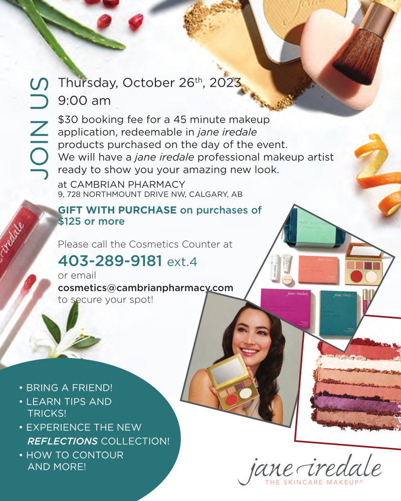 Jane Iredale MakeUp Event 2023 - Pharmacy in NW Calgary - Cambrian Pharmacy